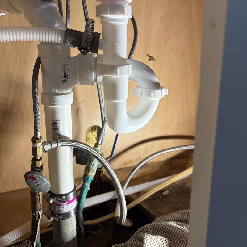 Tubular sink drain with studor vent installation