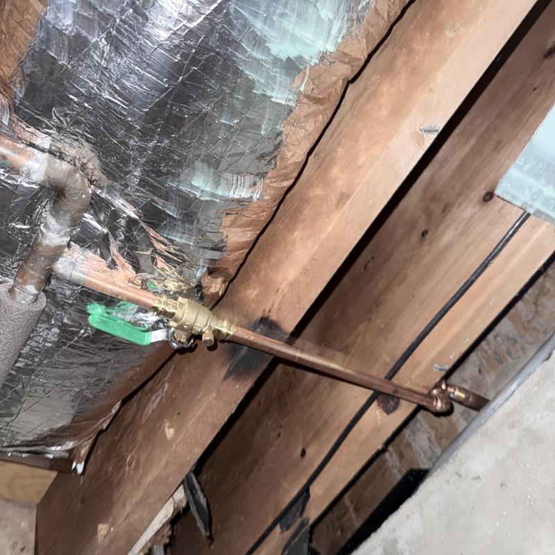 Emergency stop valve with new copper piping installation