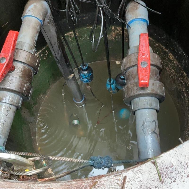 Lift station grinder pumps with new floats in sump Lift station grinder pumps with new floats in sump
