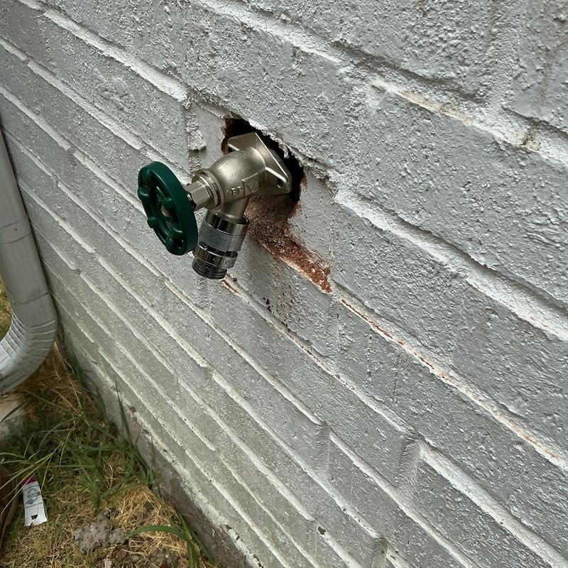 4-inch frost proof hose bib installation in brick wall 4-inch frost proof hose bib installation in brick wall