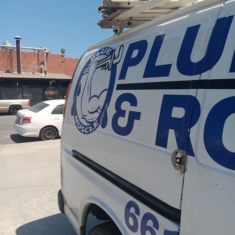 Plumbing service van exterior with company logo Plumbing service van exterior with company logo