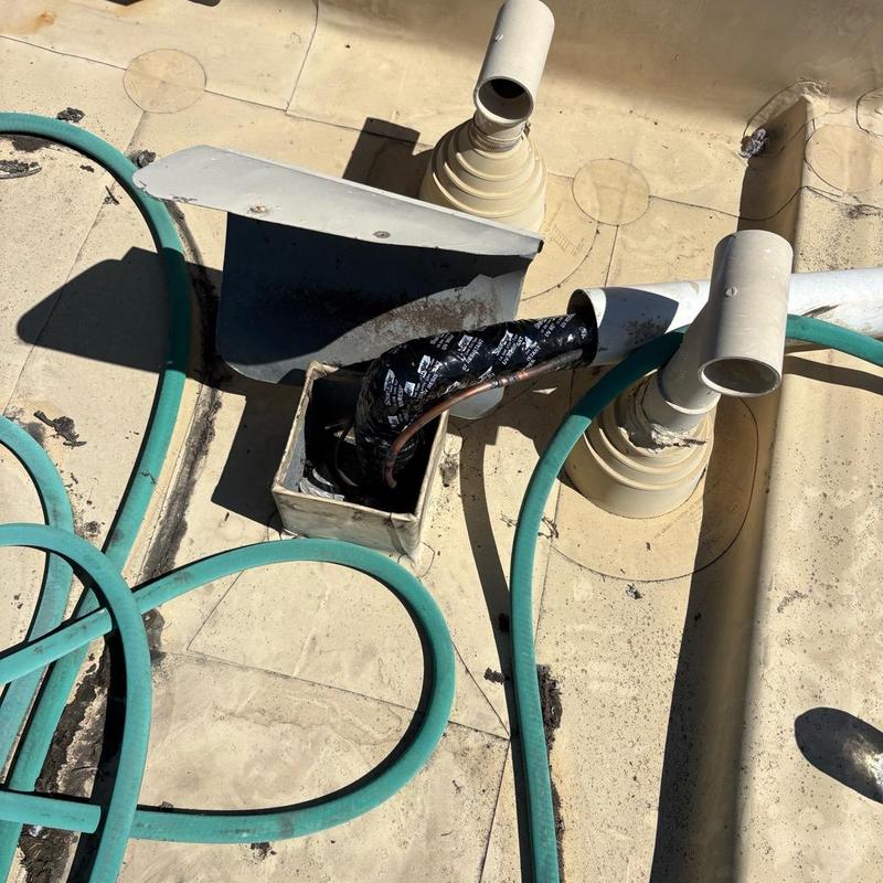 Copper liquid line repair on rooftop HVAC system