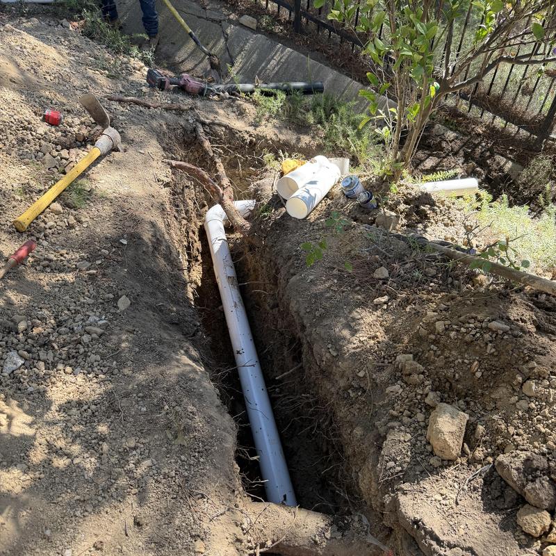 4-inch storm drain pipe reroute in trench excavation