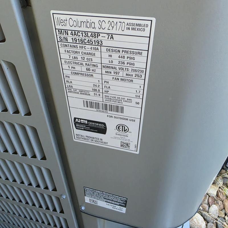 Ducan air conditioner unit with spec label Ducan air conditioner unit with spec label