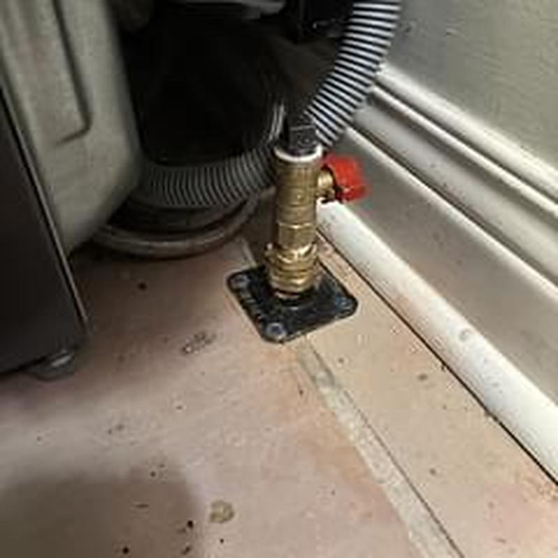 Gas dryer valve with new termination fitting on floor Gas dryer valve with new termination fitting on floor