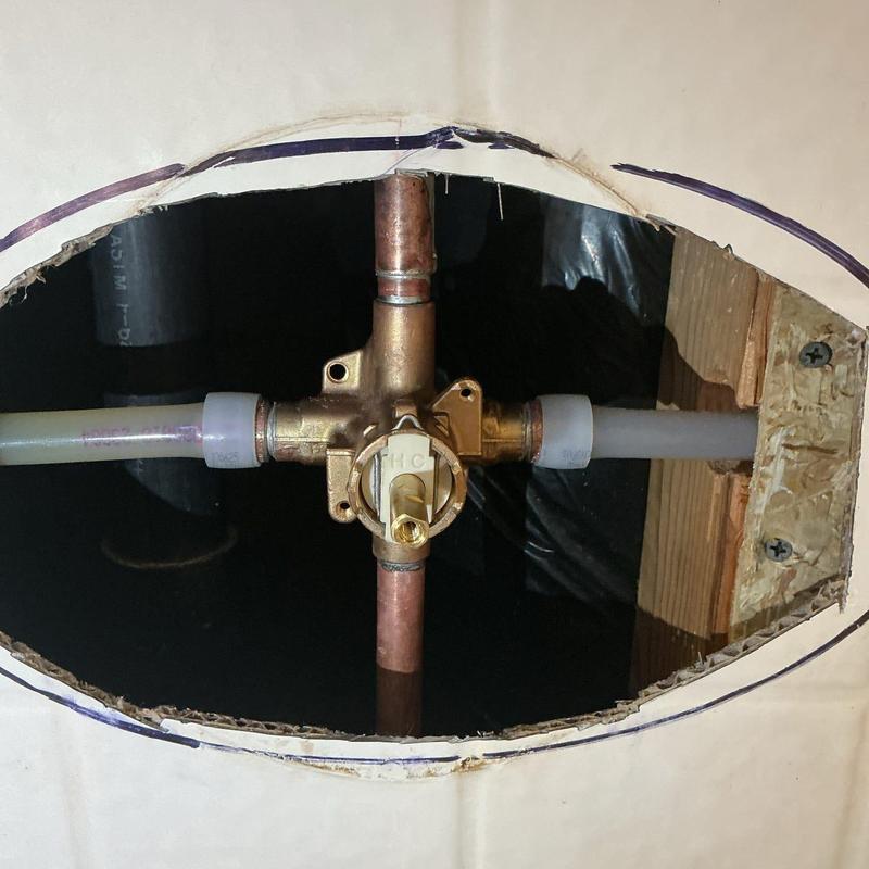 Moen POSI-temp shower valve installation in wall cavity