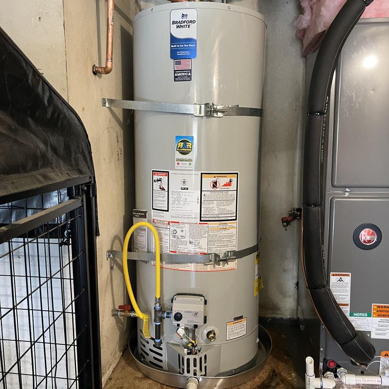 50-gallon Bradford White water heater installation