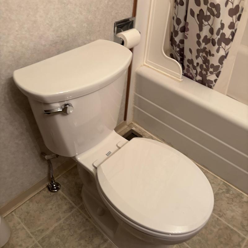 Toilet replacement and testing in residential bathroom