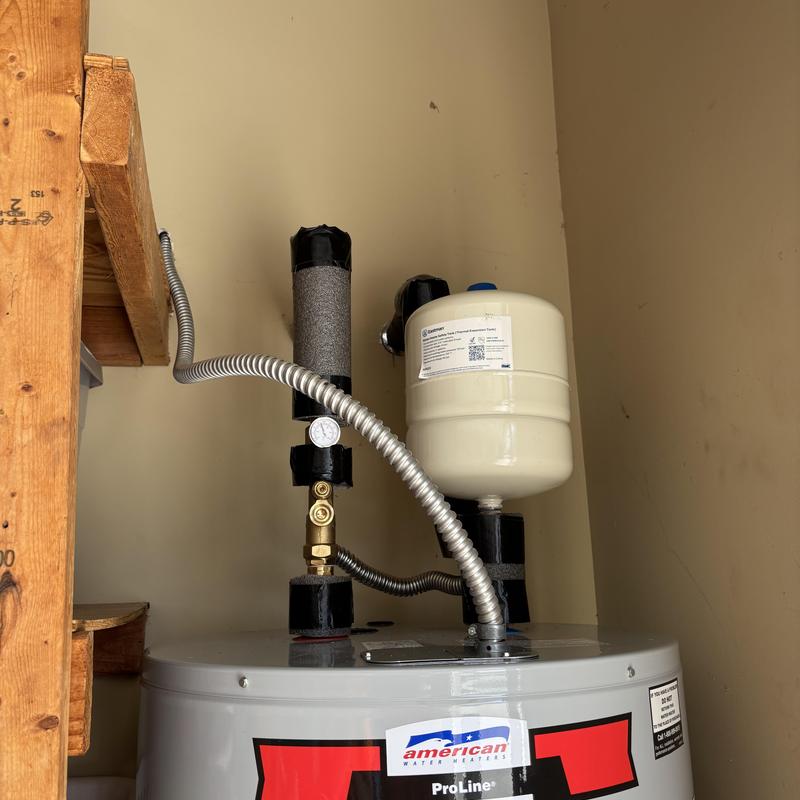 50 gallon electric water heater with expansion tank installed