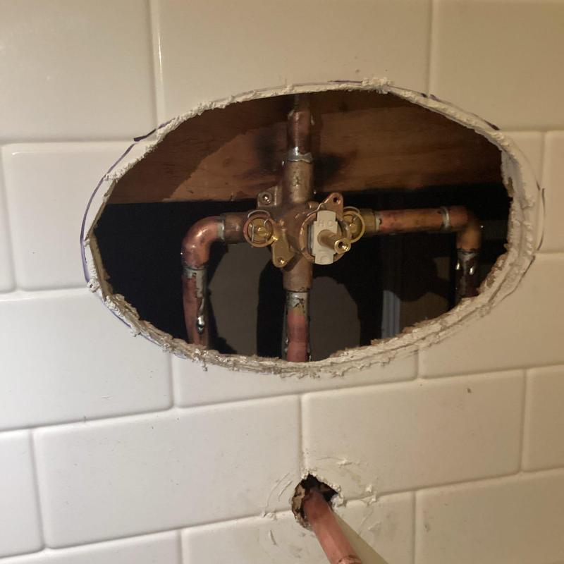 Moen shower valve with exposed copper piping