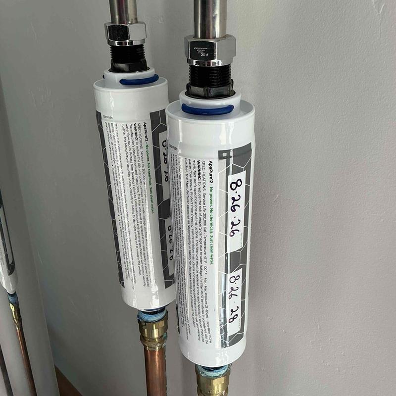Water filtration system replacement filters installed