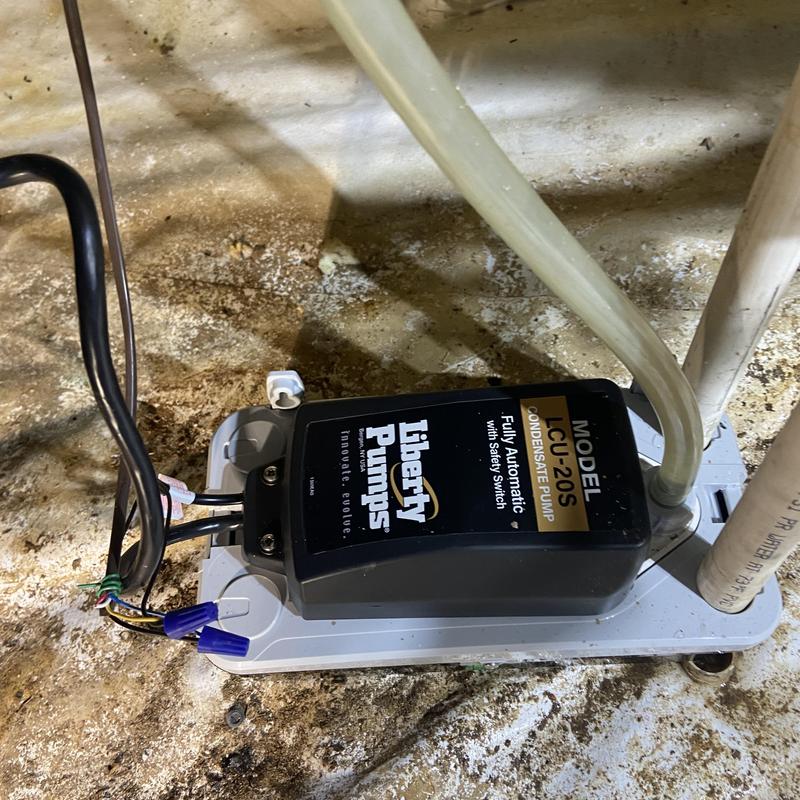 Condensate pump installation with wiring connections