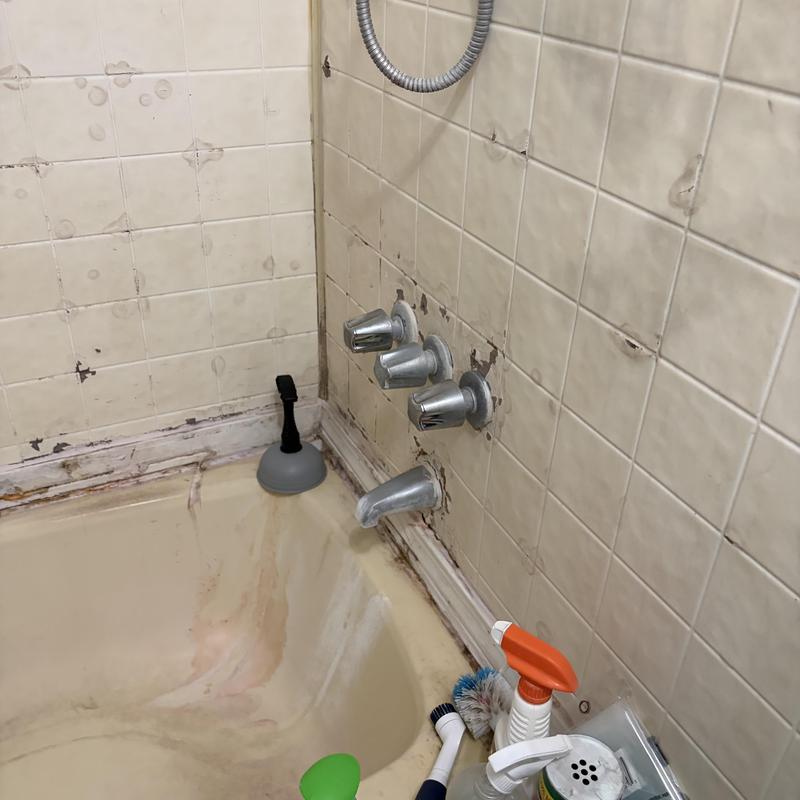 Bathtub faucet and polybutylene pipe leak detection in bathroom