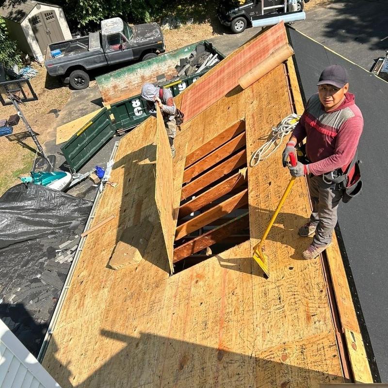 Roof decking removal on residential roof replacement