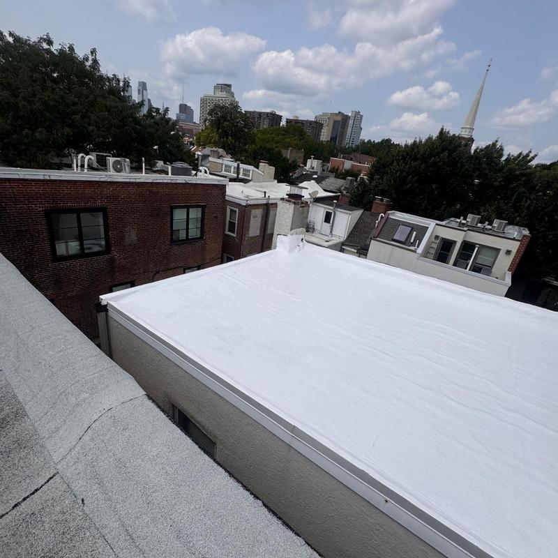 Bulldog silicone roof coating on flat building roof