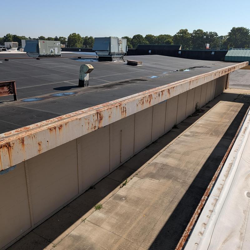 EPDM flat commercial roof with HVAC units