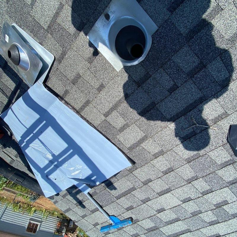 Pipe boots and flapper vents on asphalt roof Pipe boots and flapper vents on asphalt roof