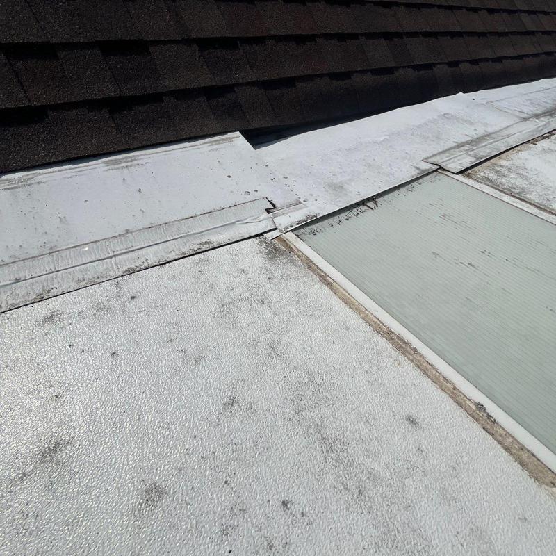 Flat roof membrane and shingle roof edge inspection