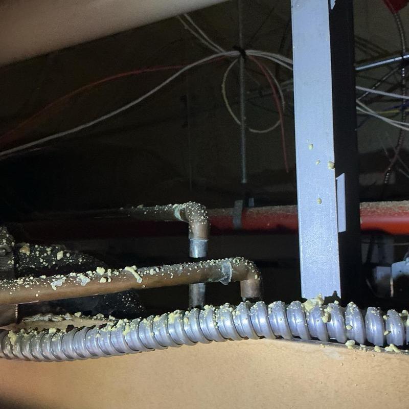 Copper water pipes and shut off valve in crawl space Copper water pipes and shut off valve in crawl space