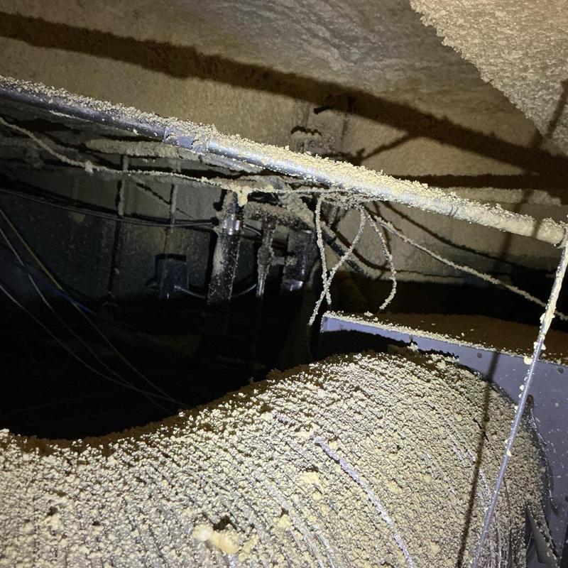 Shut off valve and pipes in dusty crawl space Shut off valve and pipes in dusty crawl space