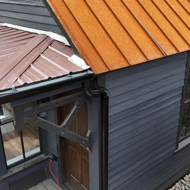 5-inch gutter and downspout with heat tape installation