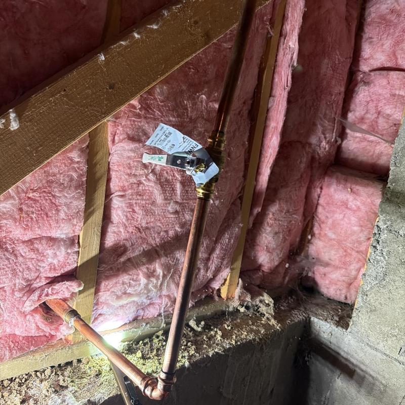 Copper piping with isolation valve in insulated wall Copper piping with isolation valve in insulated wall