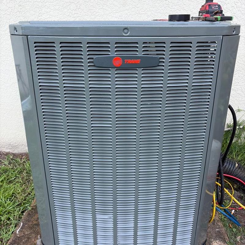 Trane air conditioning condenser unit with HVAC tools Trane air conditioning condenser unit with HVAC tools