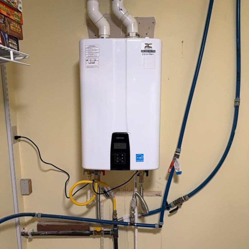 Tankless water heater with venting installed