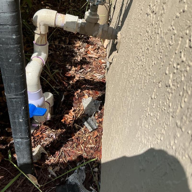 Isolation valve and outdoor water pipe near home wall Isolation valve and outdoor water pipe near home wall