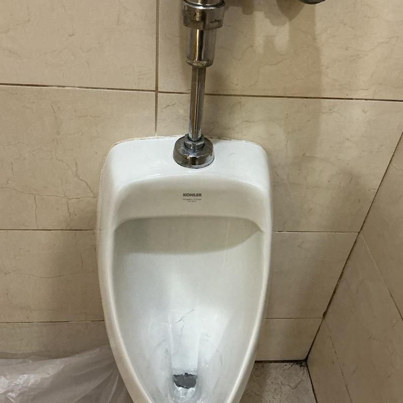 Urinal with porcelain scratches and drain blockage cleared Urinal with porcelain scratches and drain blockage cleared