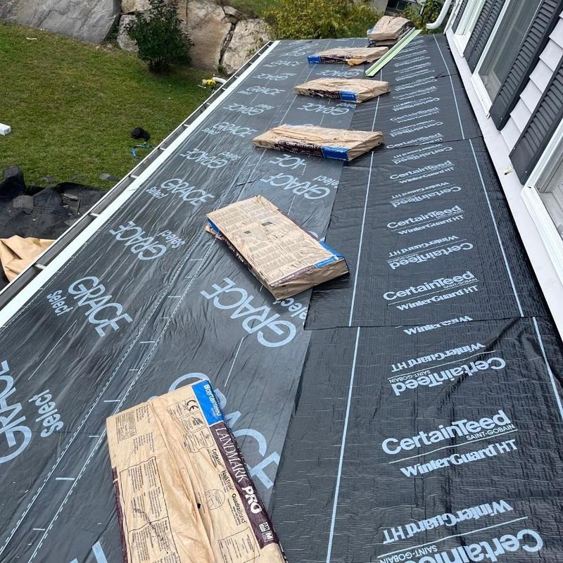 Ice and water shield underlayment with shingle bundles Ice and water shield underlayment with shingle bundles