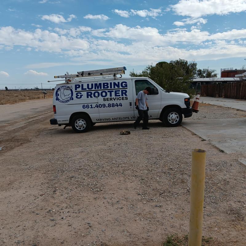 Copper type L 1-inch water service installation near plumbing van Copper type L 1-inch water service installation near plumbing van