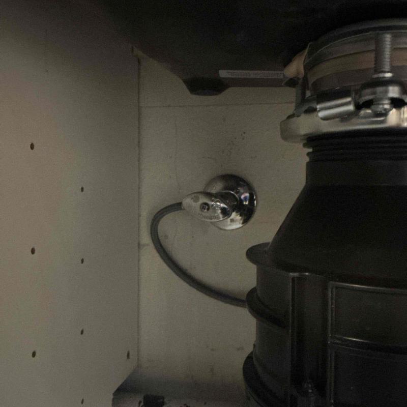 Angle stop valve with water supply line connection under sink