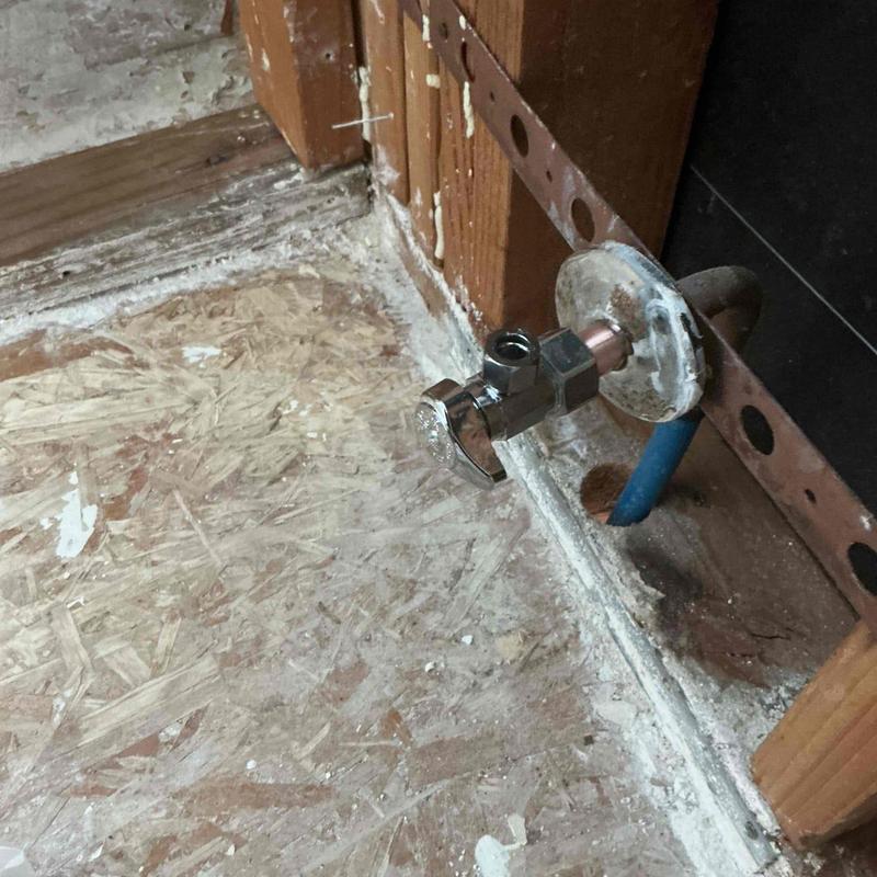 Angle stop valve installation on water supply line