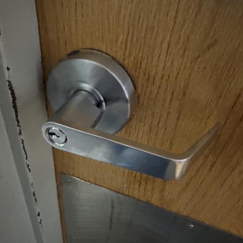 Door lock lever with rekeyed cylinder and master key system Door lock lever with rekeyed cylinder and master key system