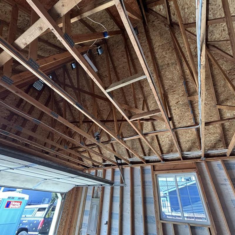 Roof trusses and fire-damaged sheathing inspection