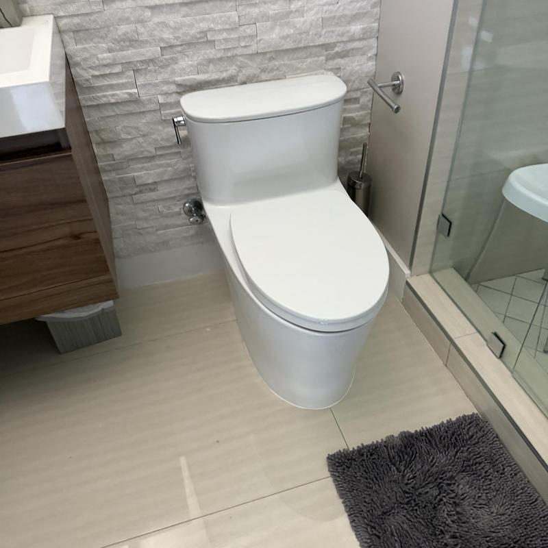 Toto one-piece toilet installation with caulking and seal