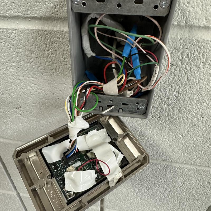 Mag lock wiring box with multiple connected wires Mag lock wiring box with multiple connected wires