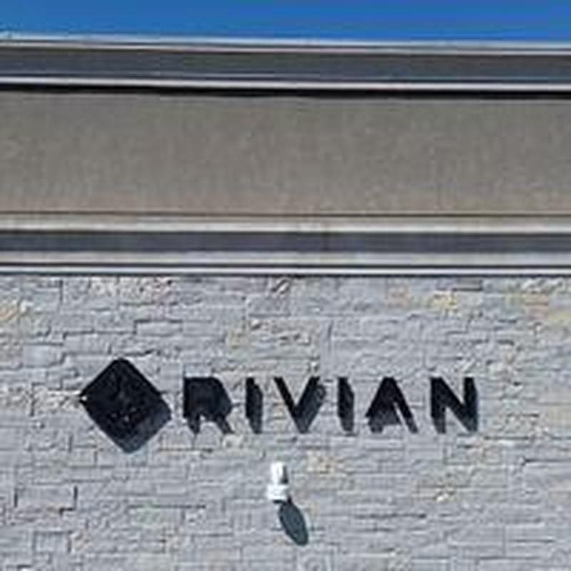 Rivian electric vehicle charging station installed outdoors Rivian electric vehicle charging station installed outdoors