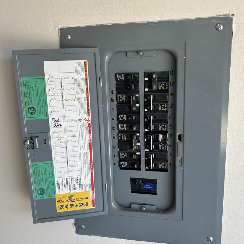 Electrical breaker panel with updated dedicated circuits Electrical breaker panel with updated dedicated circuits