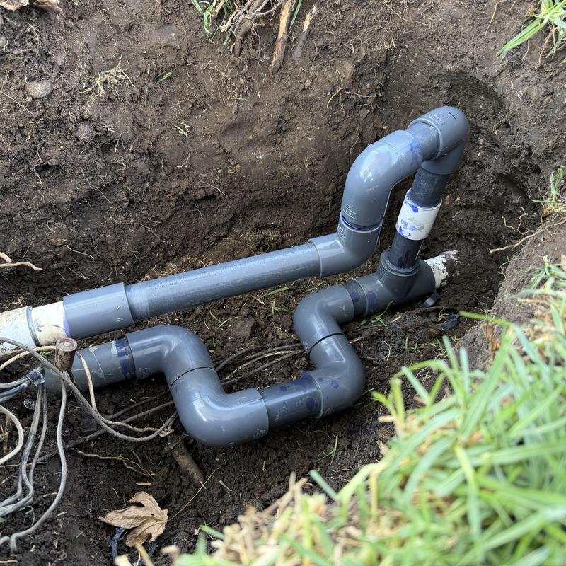 Two-inch underground irrigation pipe with fittings Two-inch underground irrigation pipe with fittings