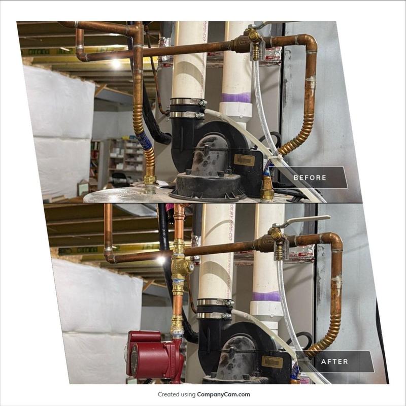Recirculation pump and copper crossover piping installation Recirculation pump and copper crossover piping installation