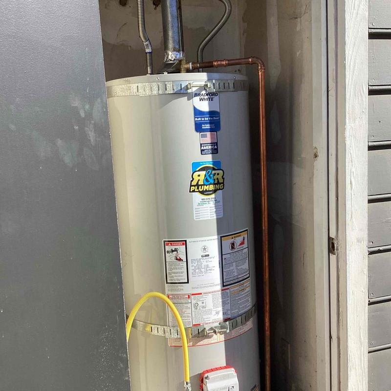 Bradford White 50-gallon propane water heater installed