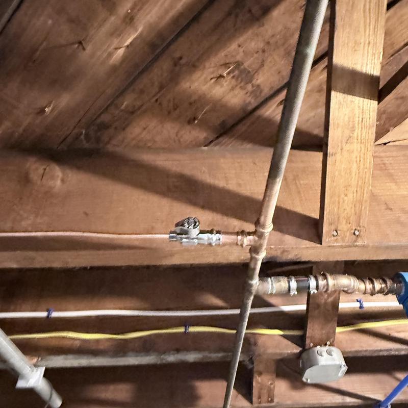 Shower valve and drain pipes installation in ceiling