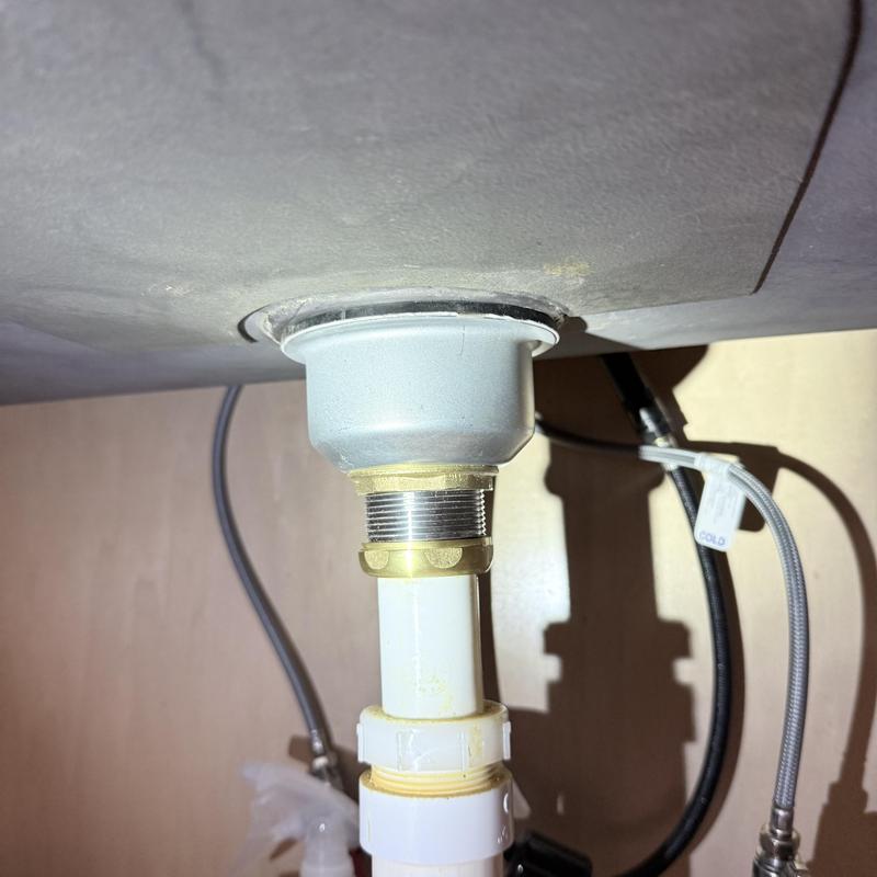 Kitchen sink drain pipe with new fittings installed