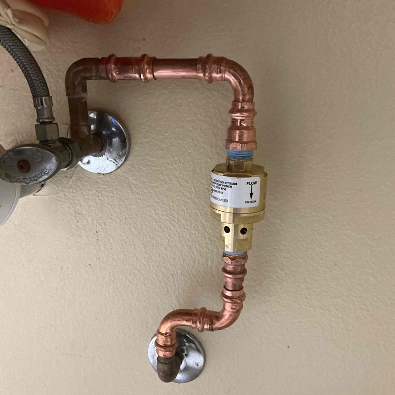 Trap primer valve with copper piping installation