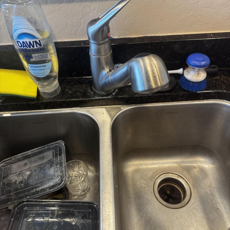 Kitchen faucet with dual stainless steel sinks Kitchen faucet with dual stainless steel sinks