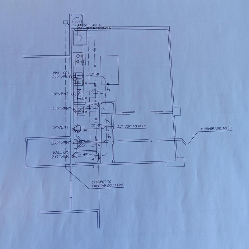 Sewer line and vent pipe layout plan Sewer line and vent pipe layout plan