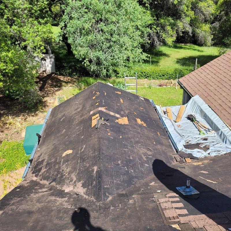 Asphalt shingle roof old underlayment removal in Sonora