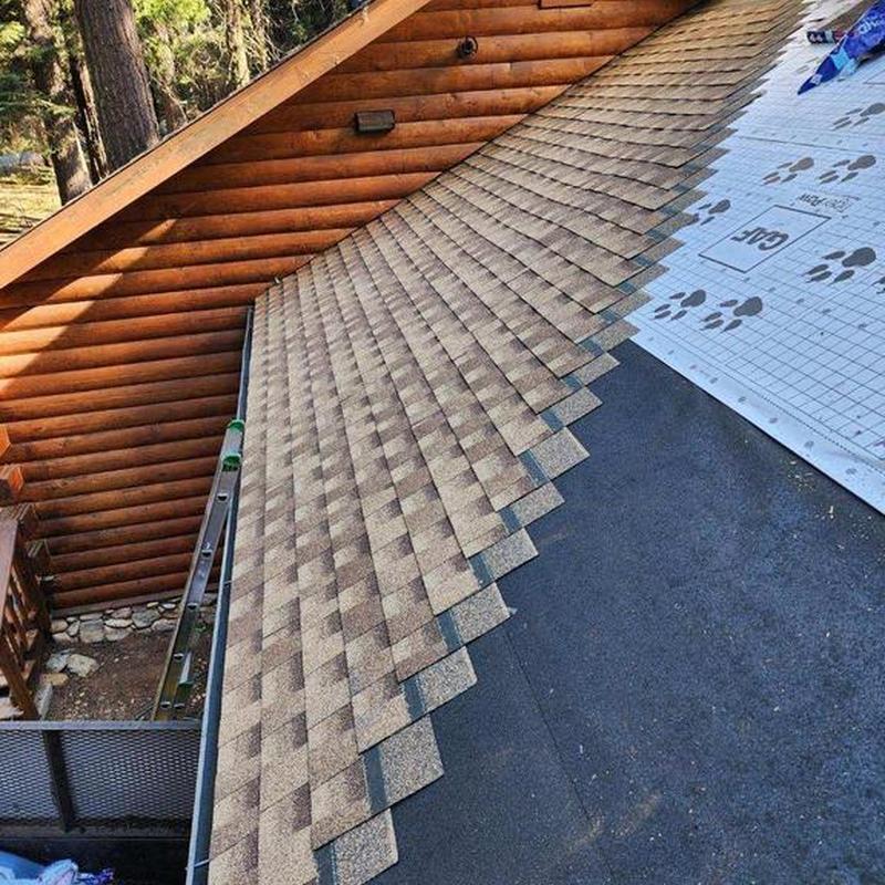 GAF lifetime asphalt shingle roof installation in progress